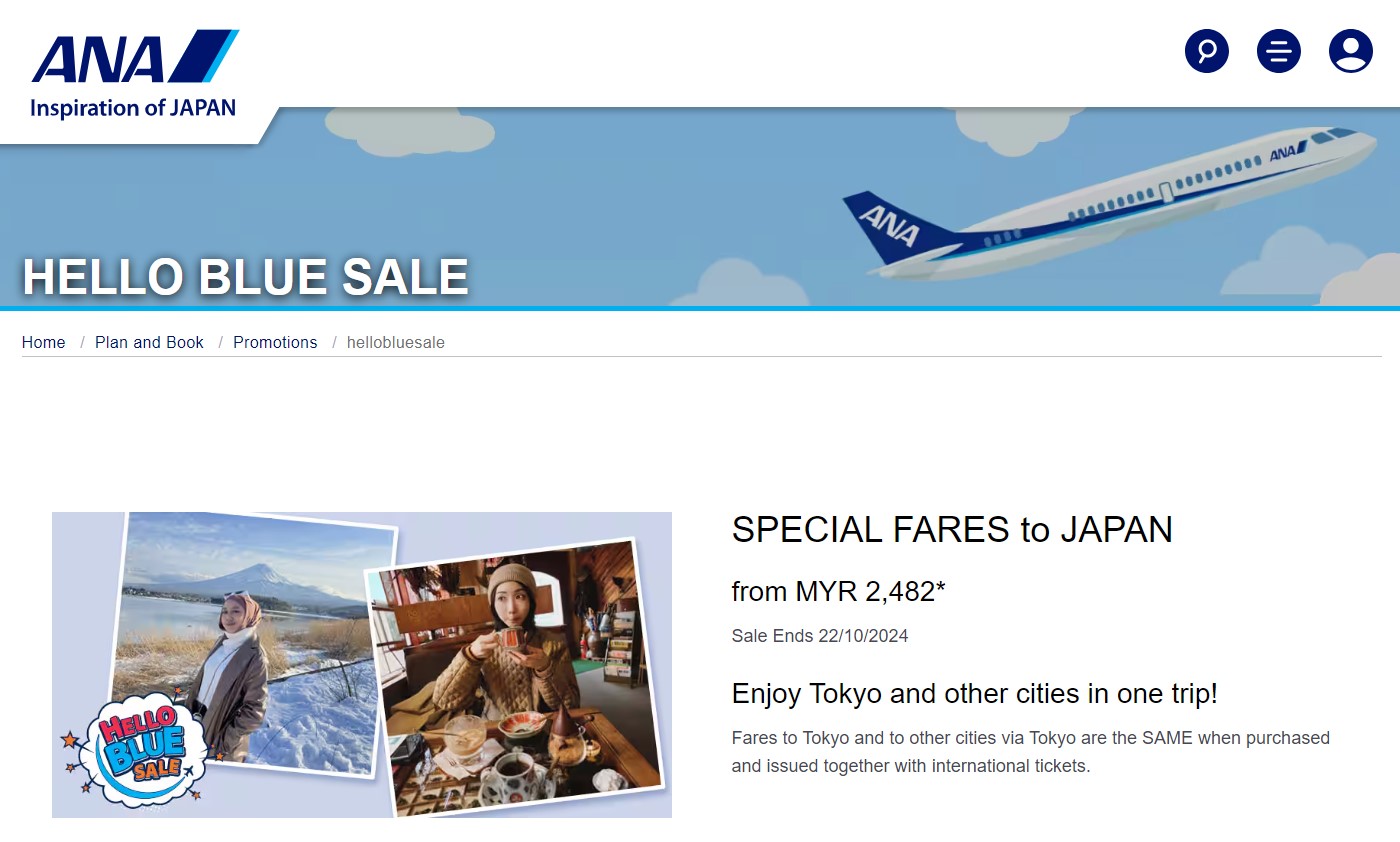 ANA Launches HELLO BLUE SALE Again! Unbeatable Airfares Available Now!